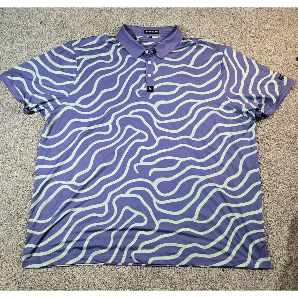 Byrd Gang "Groovin" Performance Polo Mint & Purple Swirl 4XL